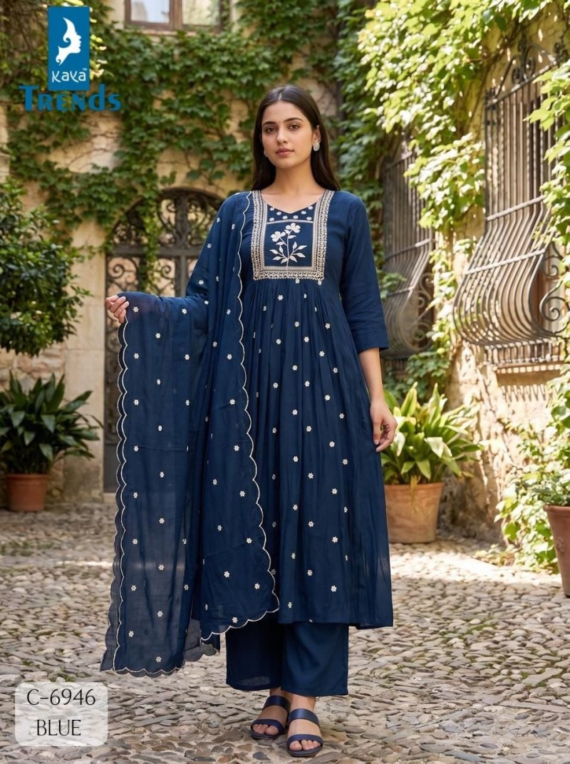 Dn 6946 By Kaya Mull Chanderi Kurti With Bottom Dupatta